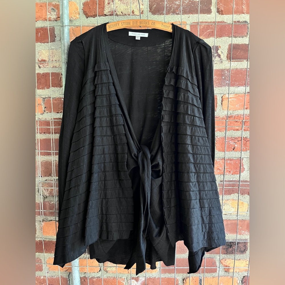 People Like Frank Black Double Layer Shirt Cotton Size Large